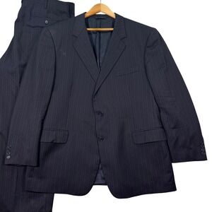 Brooks Brothers Mens 46R Navy Blue Pinstripe Wool 2-Piece Suit Italy Pants 38x28
